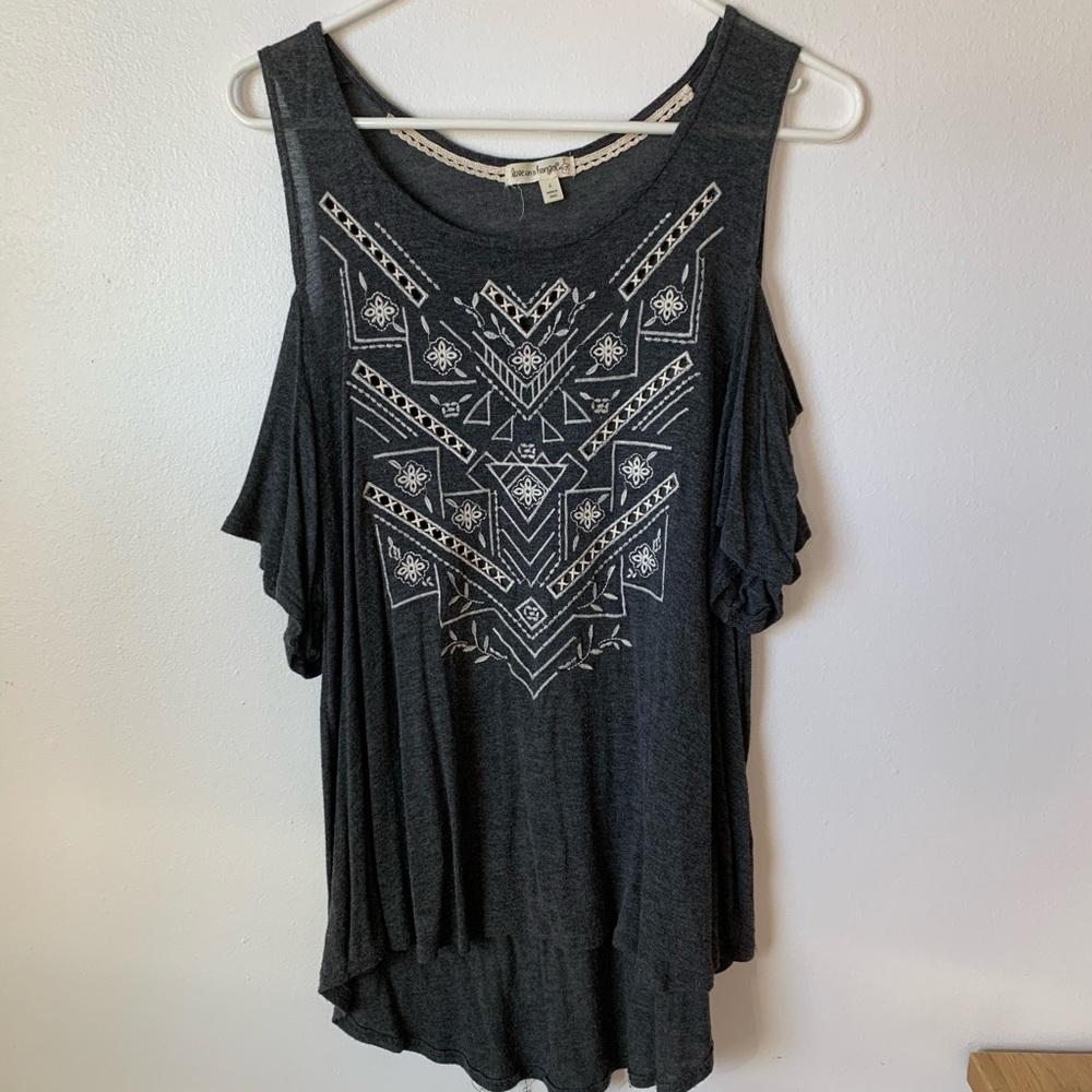 Embroidered Gray Top